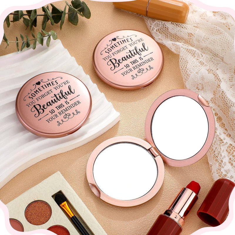 Tatuo 24 Set Sometimes You Forget Your Beautiful Compact Mirror Bulk for Women, Inspirational Appreciation Gifts, Pocket Makeup Mirrors for OT Month Valentine Galentine's Day Bridal Party Souvenir