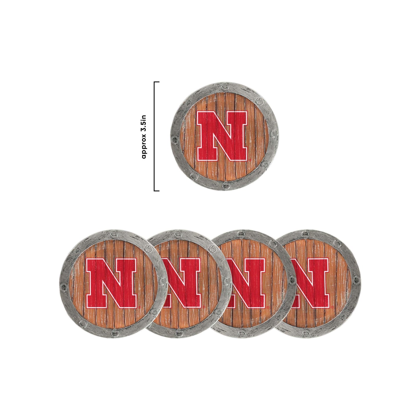 FOCO Nebraska Cornhuskers NCAA 5 Pack Barrel Coasters
