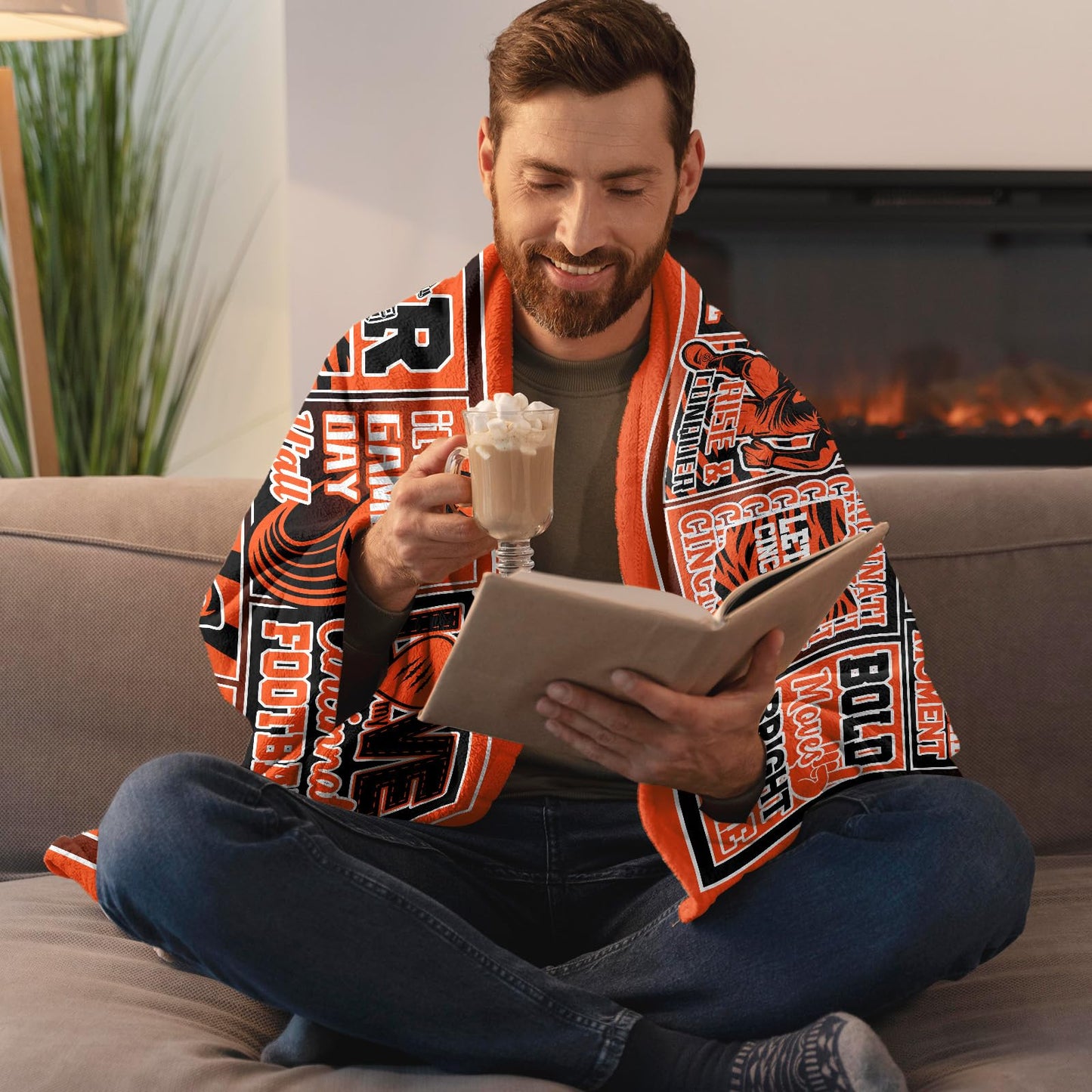 Sport Blanket Throws for Fans, Football Fans Merch, Gift for Football Lovers, Football Theme Blanket for Women Men All Seasons 60" X 50"