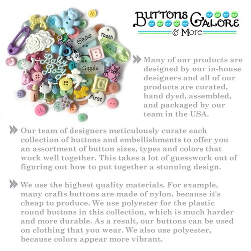 Buttons Galore and More Collection Round Novelty Buttons & Embellishments Based on Variety of Themes, Holidays and Seasons for DIY Crafts, Scrapbooking, Sewing, Cardmaking and other Projects – 50 Pcs