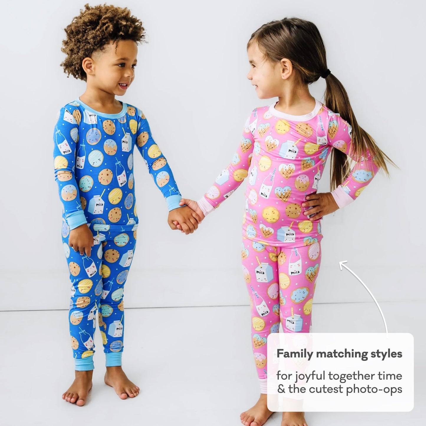 Little Sleepies Two-Piece Pajama Set for Boys & Girls, Soft Viscose from Bamboo Toddler Pajamas for Kids, Family Matching PJs, Blue Cookies & Milk, 18-24M