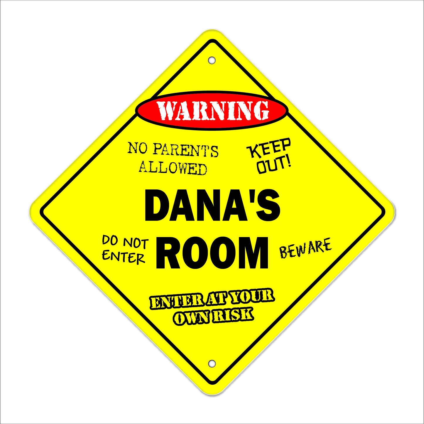 Dana's Room Sign Crossing Zone Xing | Indoor/Outdoor | 12" Tall Kids Bedroom Decor Door Children's Name boy Girl
