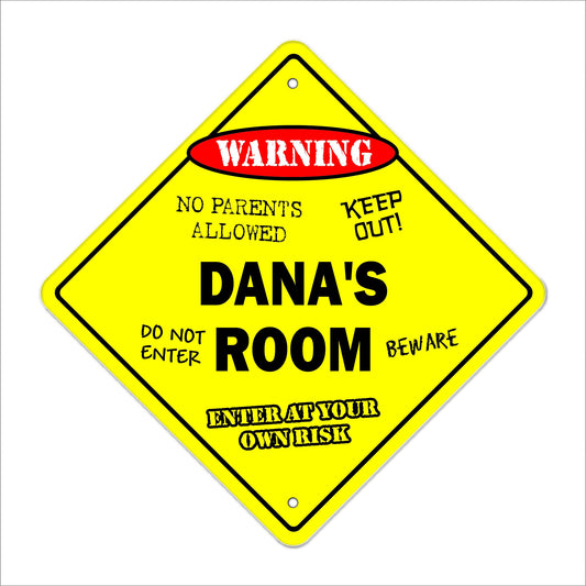 Dana's Room Sign Crossing Zone Xing | Indoor/Outdoor | 12" Tall Kids Bedroom Decor Door Children's Name boy Girl