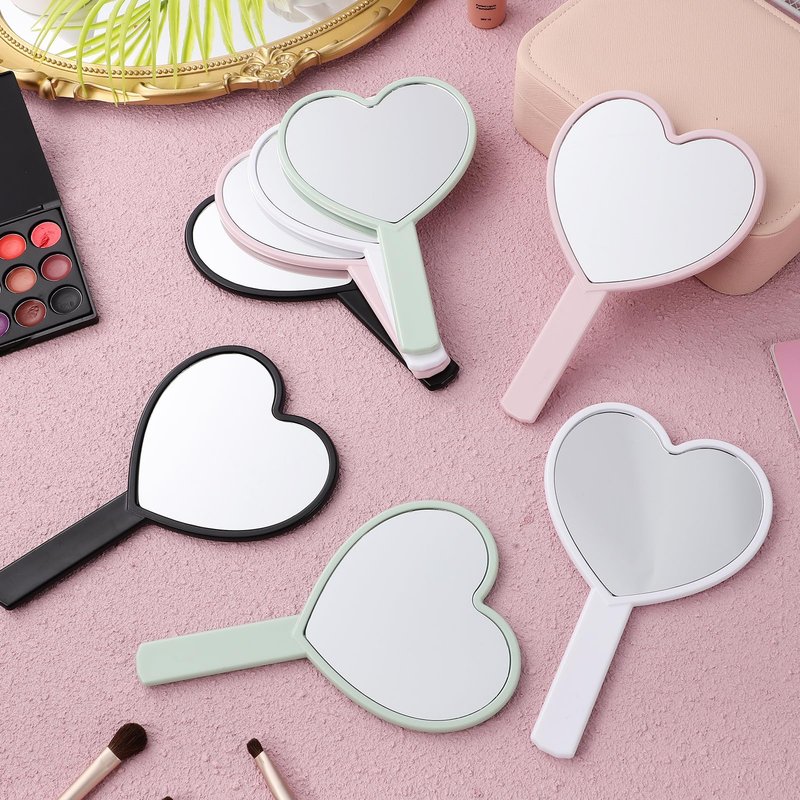 Healeved Heart-Shaped Mirror Set of 12 - Portable Handheld Mirrors for Makeup Cute Heart Design Compact Cosmetic Hand Mirror Ideal for Travel and Daily Use