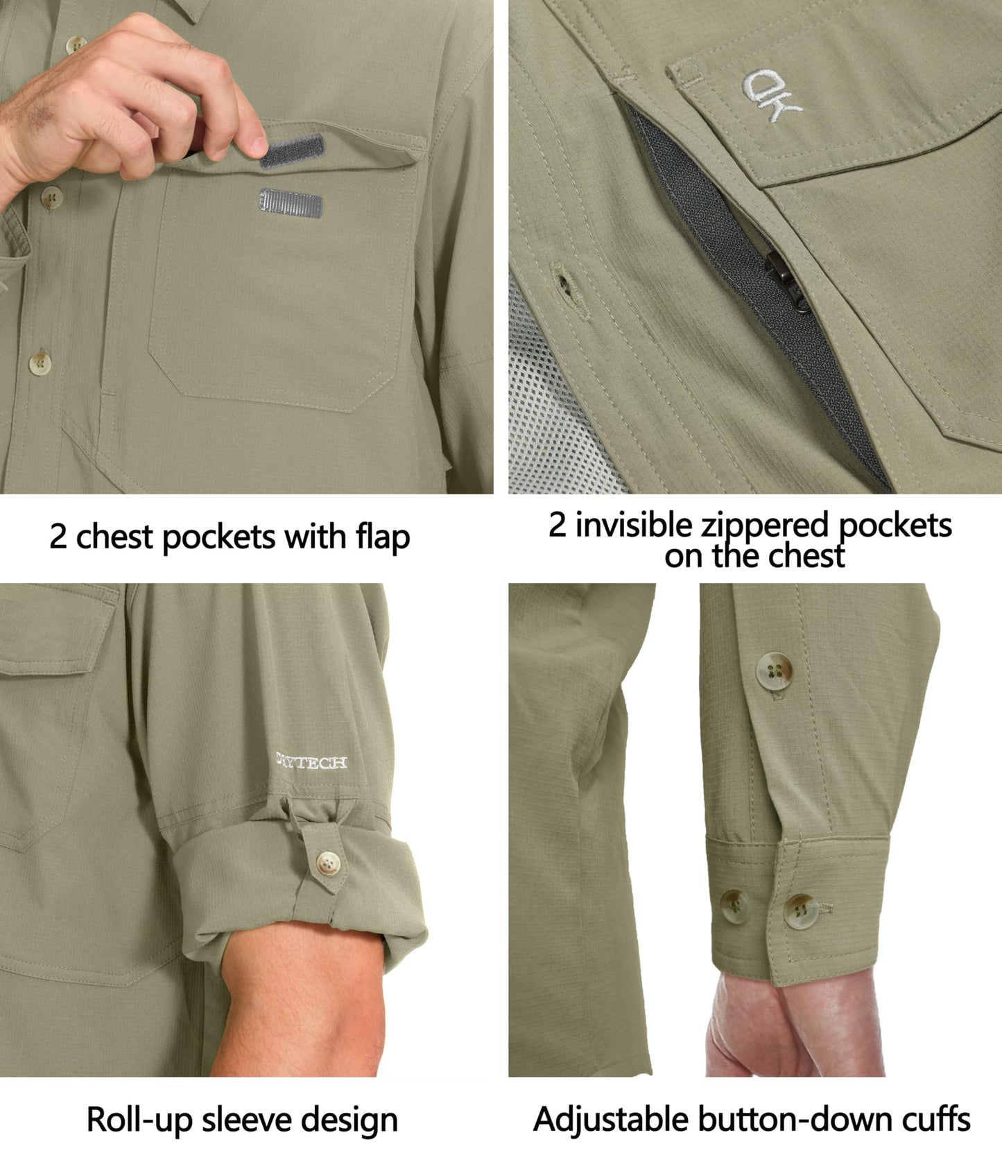 Little Donkey Andy Men's Hiking Stretch Quick Dry Shirt for Travel Sage Size XL
