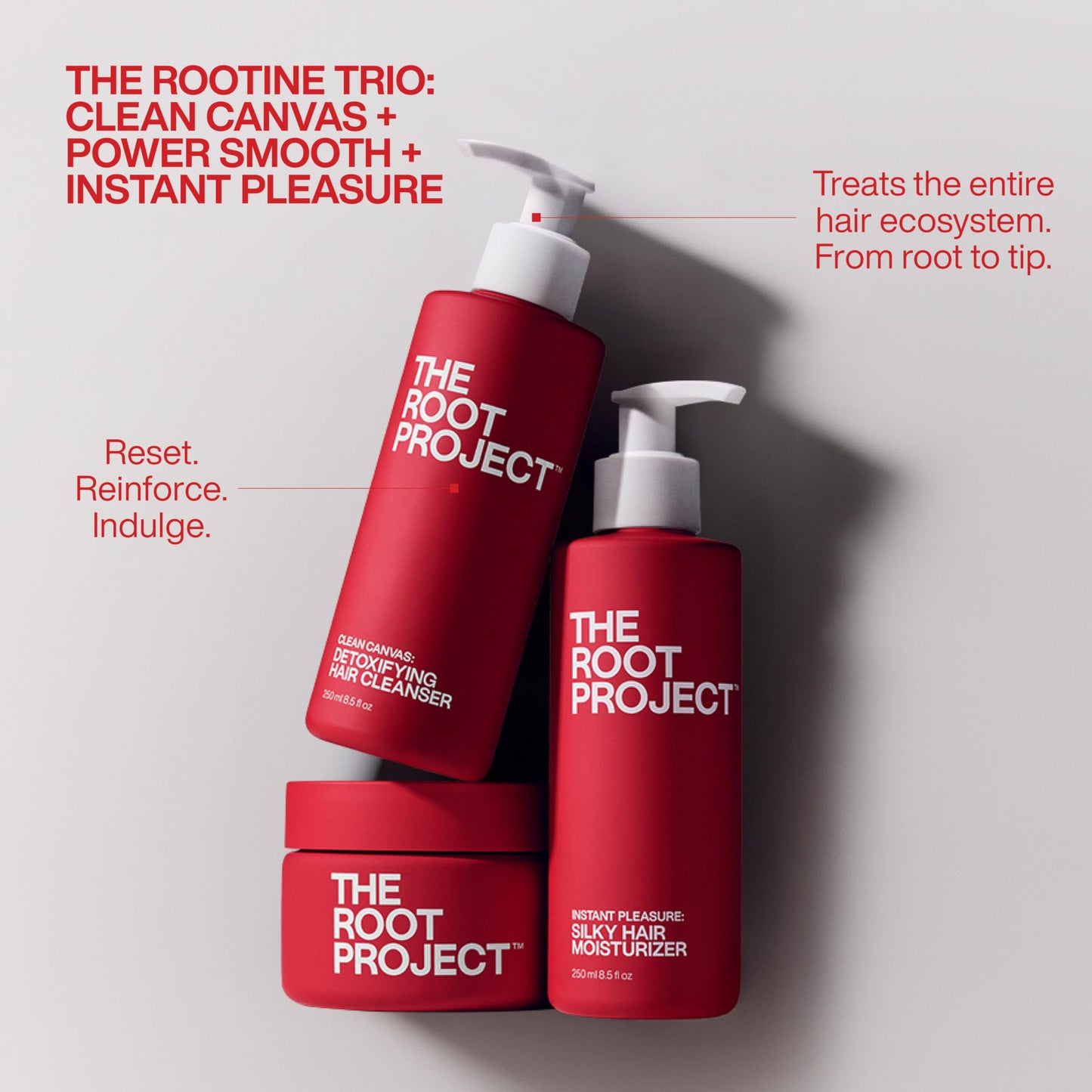 The Root Project The Rootine Trio Set, Includes Clean Canvas Shampoo, Instant Pleasure Conditioner, Power Smooth Hair Mask | Detoxifies Scalp, Hydrates Hair, Repairs and Smooths Cuticles