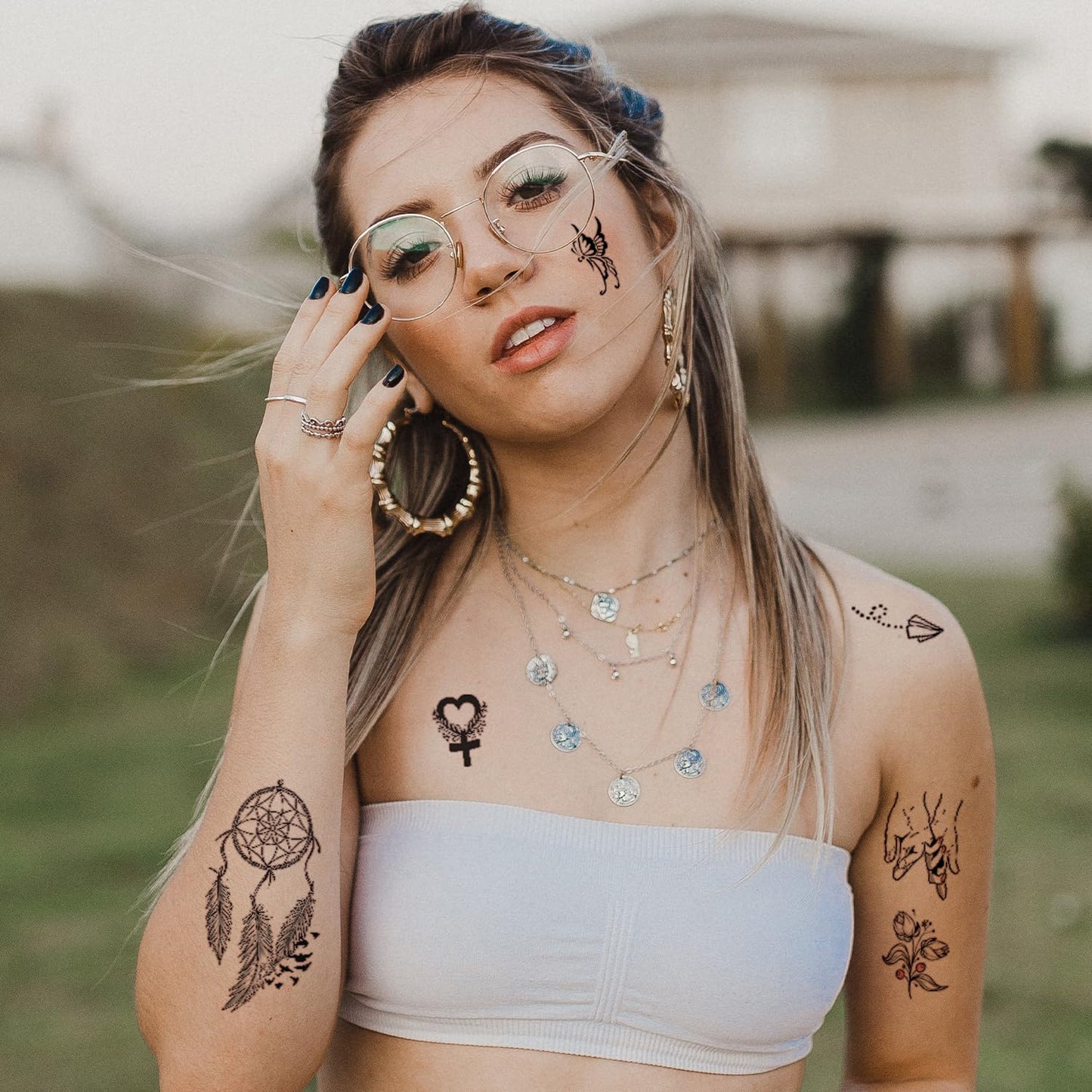 Waterproof Temporary Tattoos - 118pcs Groovy Fake Tattoo for Kids Birthday Party Supplies, Star Unicorn Smiley Rainbow Flower Candy Crown Arts and Crafts for Boys or Girls 6 7 8 9 10 11 12 years old