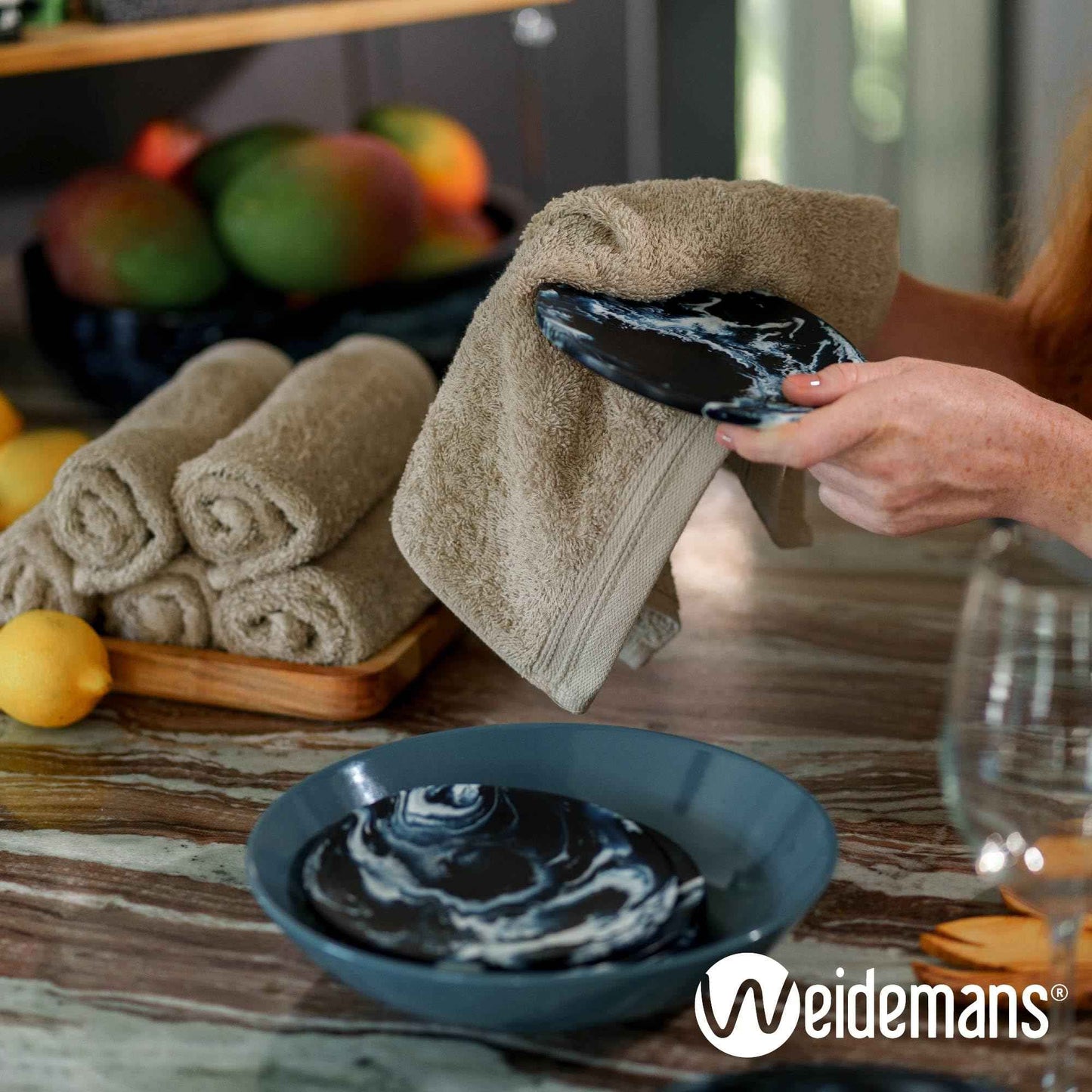 Weidemans 100% Cotton Washcloths Set 13” x 13” | Sand Towels | Set of 6 Ultra Soft and Highly Absorbent Washcloths Sets for Bathroom, Gym, Spa | Machine Washable Face Towel