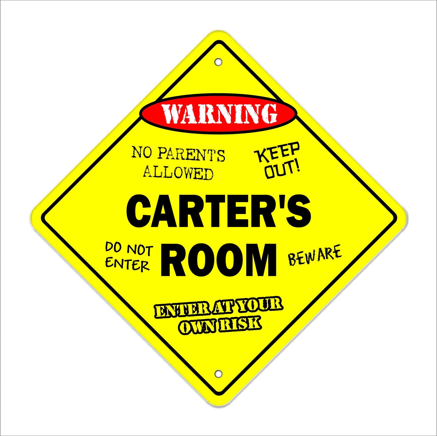 Carter's Room Sign Crossing Zone Xing | Indoor/Outdoor | 12" Tall Kids Bedroom Decor Door Children's Name boy Girl