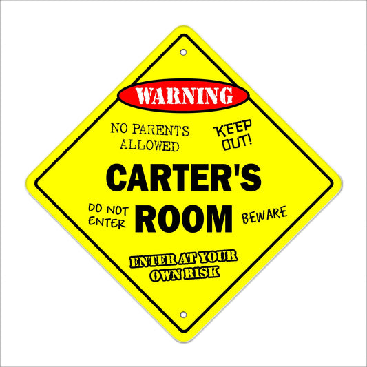 Carter's Room Sign Crossing Zone Xing | Indoor/Outdoor | 12" Tall Kids Bedroom Decor Door Children's Name boy Girl