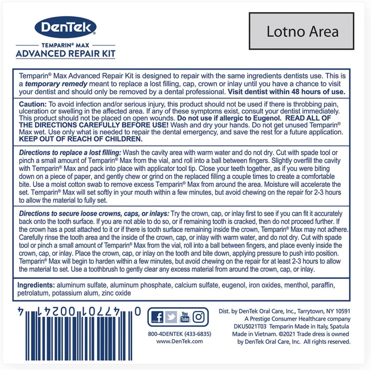 DenTek Temparin Max Advanced Dental Repair Kit, 13+ Repairs