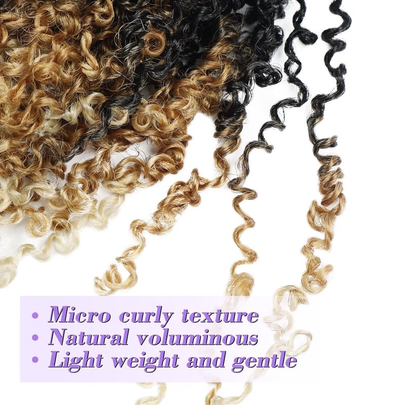 Yanky Twist Crochet Hair for black women 11 Inch 8 Packs 30 Stands/Pc,Pre-looped Fluffy Spring Mini Twist 3 Tones Ombre Blonde Synthetic Crochet Braids Braiding Hair(11Inch, 1B/27/613-8P)