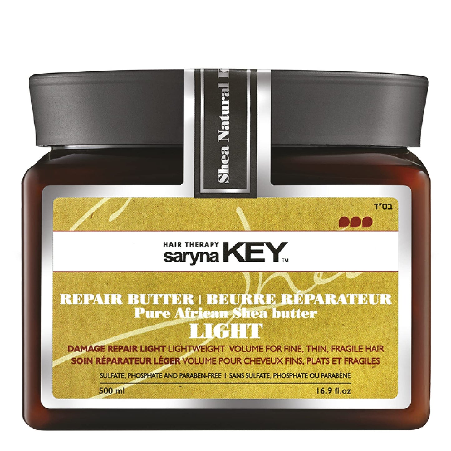 Saryna Key Light Damage Repair Treatment Butter Mask - African Shea Butter for Dry Hair Treatment - Rejuvenating Butter Moisturizer with Natural Keratin and Vitamins A, E, F(300ml/10.14oz)