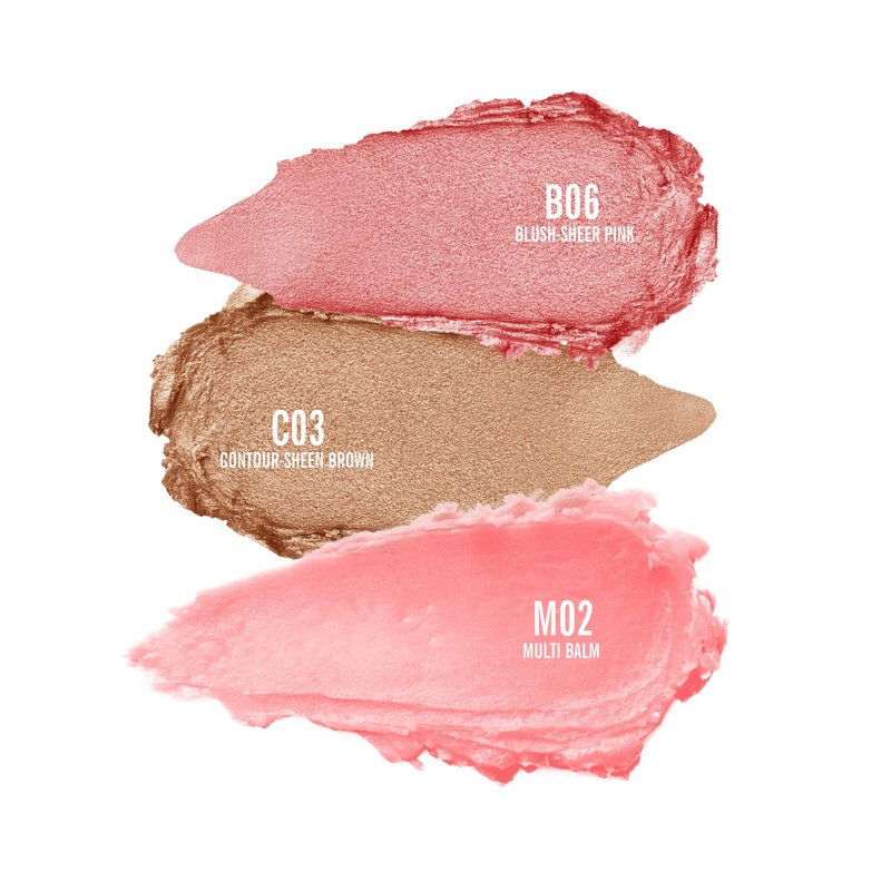KIMUSE Cosmetics Stick Trio, Blush Stick, Face Moisturizer Balm & Highlighter Makeup
