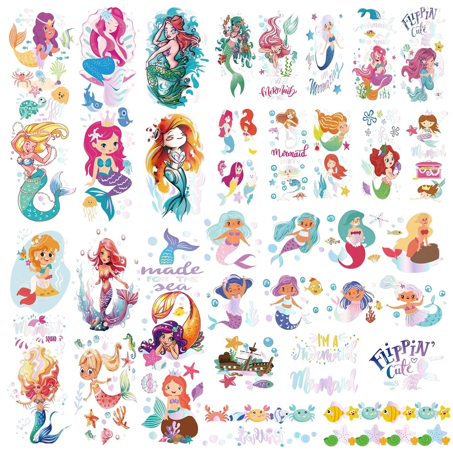Waterproof Temporary Tattoos - 118pcs Groovy Fake Tattoo for Kids Birthday Party Supplies, Star Unicorn Smiley Rainbow Flower Candy Crown Arts and Crafts for Boys or Girls 6 7 8 9 10 11 12 years old