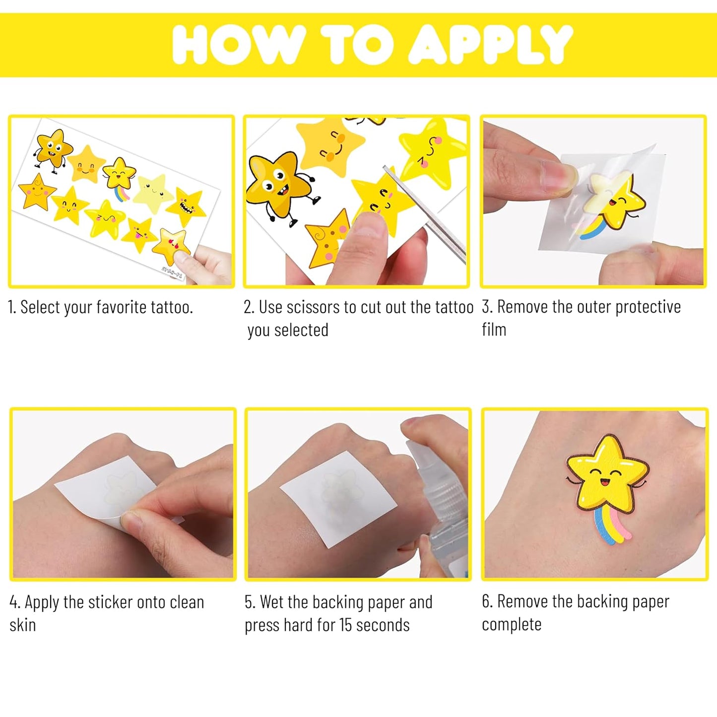 Gold Star Temporary Tattoos for Kids - 100 PCS Waterproof & Skin-Safe Party Favors | Classroom Rewards & Christmas Decor