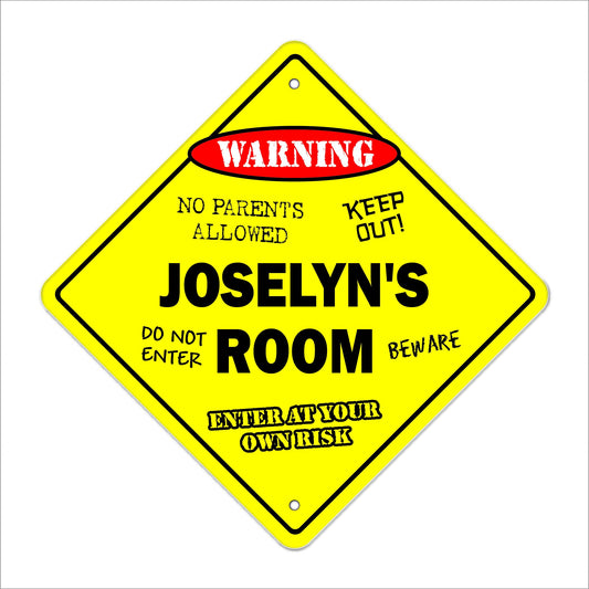 Joselyn's Room Sign Crossing Zone Xing | Indoor/Outdoor | 12" Tall Kids Bedroom Decor Door Children's Name boy Girl