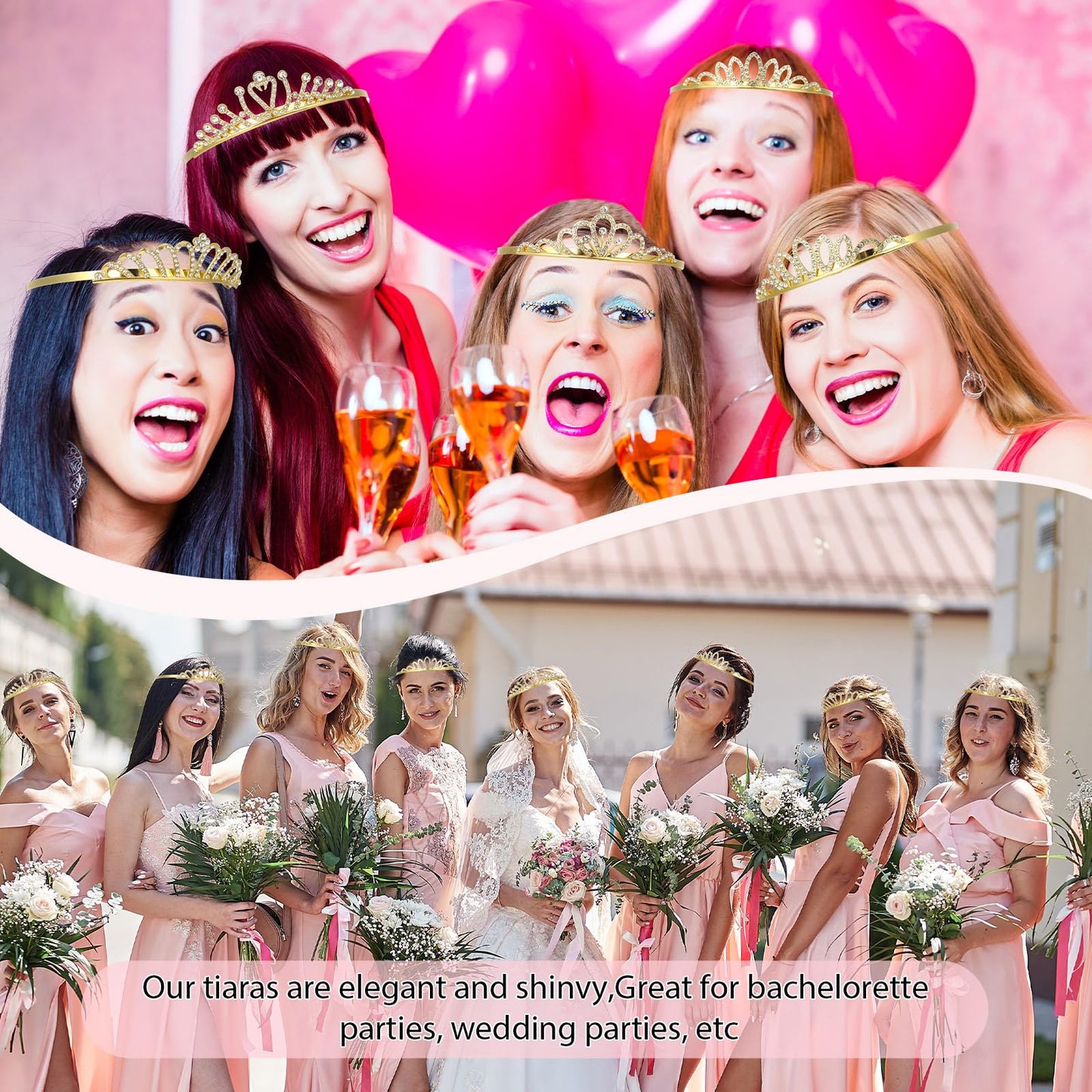Yuefunny 24 Pcs Crystal Tiara Crowns for Women Bulk Rhinestone Princess Headband Crown with Combs Tiaras for Pageant Bridal Shower Wedding Birthday Prom Party Gifts(Stylish,Gold)