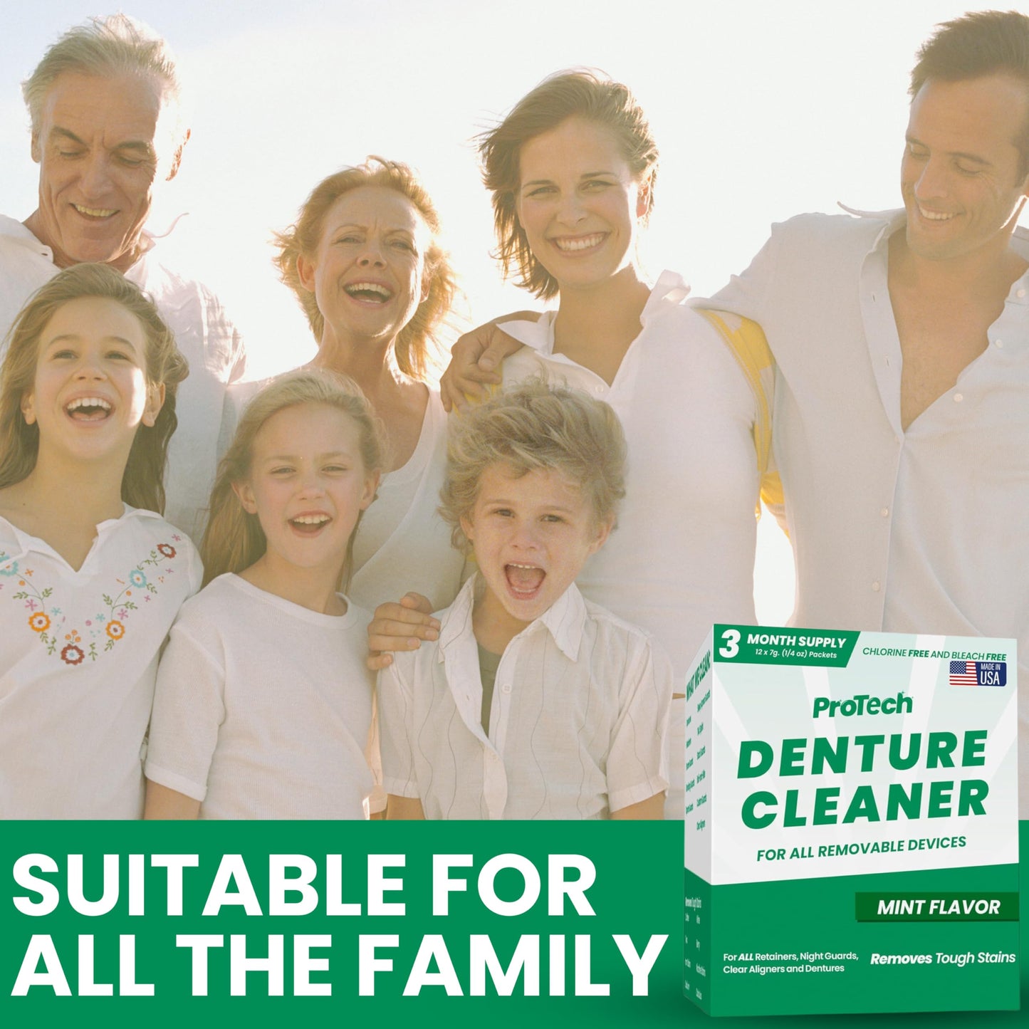 ProTech Retainer Cleaner - 90 - 120 Cleanings (0.23 Per Cleaning) 12 Pack/3 Month Supply - For Clear Aligners, Dentures, Retainers, Mouth Guards & Night Guards - Cleaning Crystals, Mint