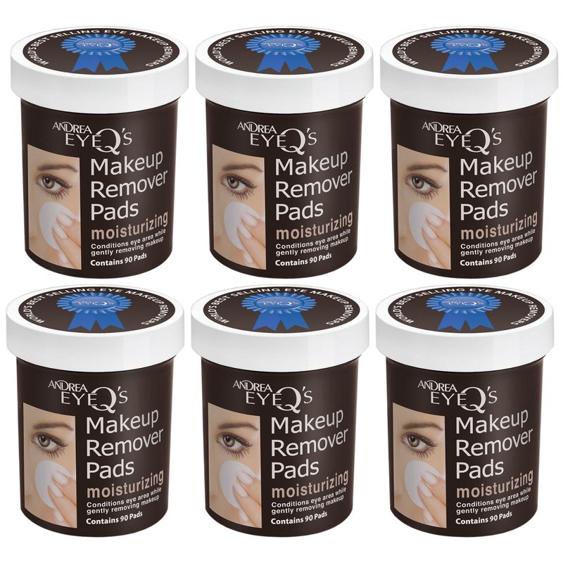 Andrea Eye Q's Moisturizing Eye Makeup Remover Pads, 65 Count (Pack of 6)