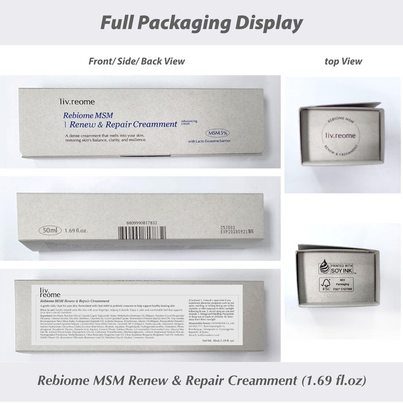 liv.reome MSM Sulfur-Derived Redness Recovery Cream for Sensitive, Thin Skin – Probiotic Exosome + Panthenol + Ceramide NP