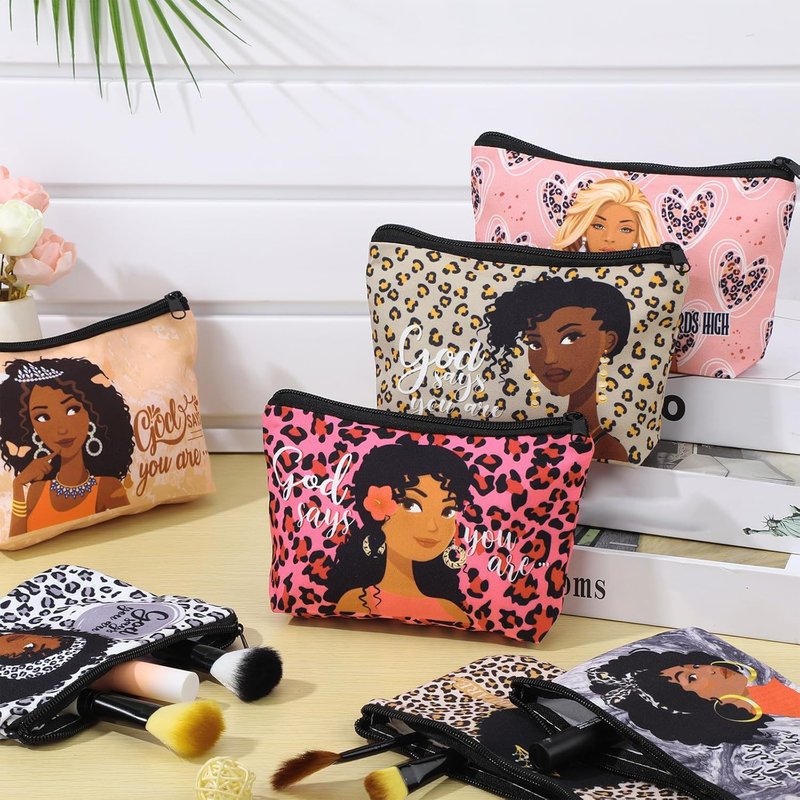 African American Makeup Bags - 24 Pcs Bible Canvas Toiletry Pouches | Inspirational Travel Organizers for Women