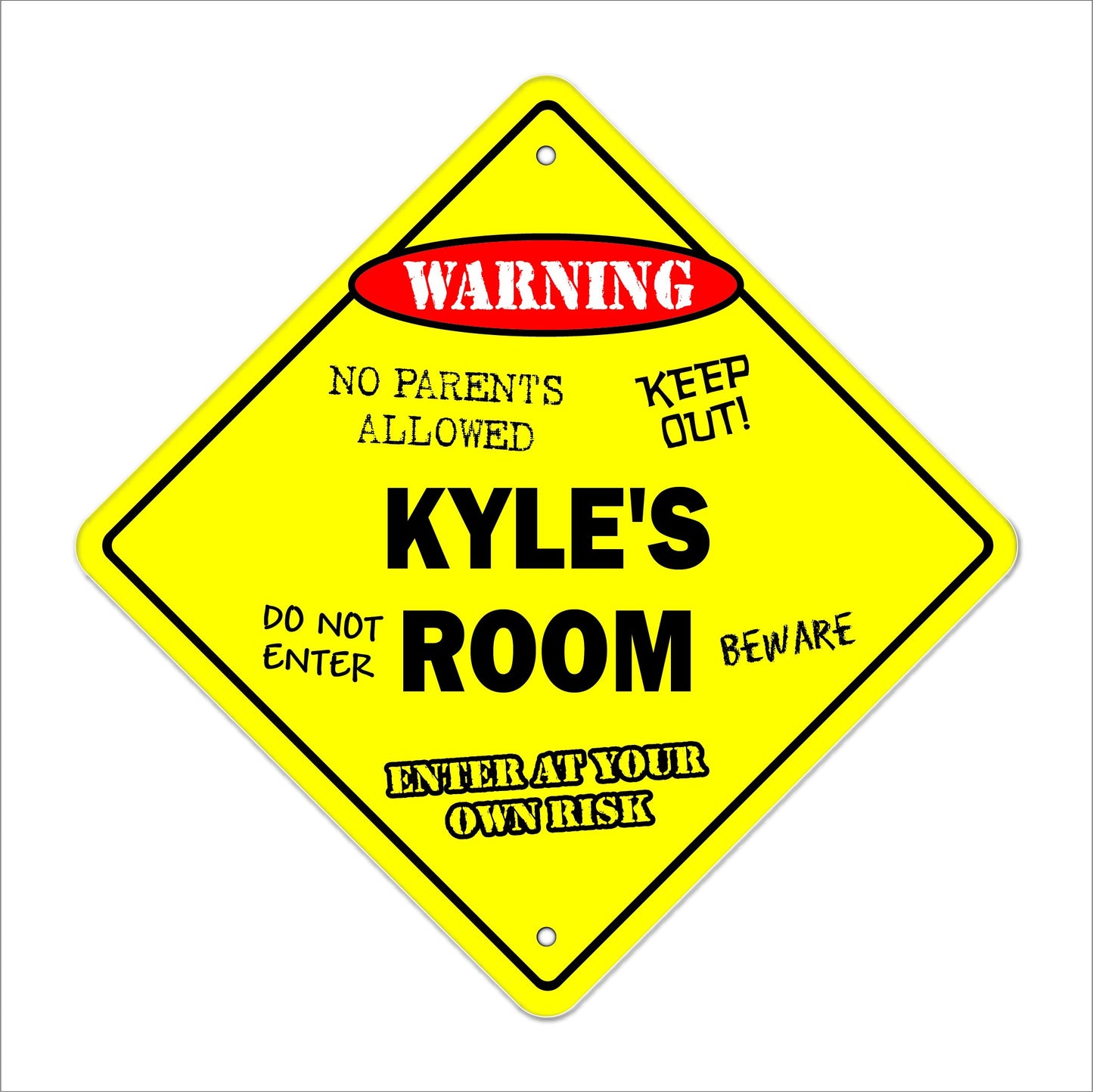 Kyle's Room Sign Crossing Zone Xing | Indoor/Outdoor | 12" Tall Kids Bedroom Decor Door Children's Name Boy Girl