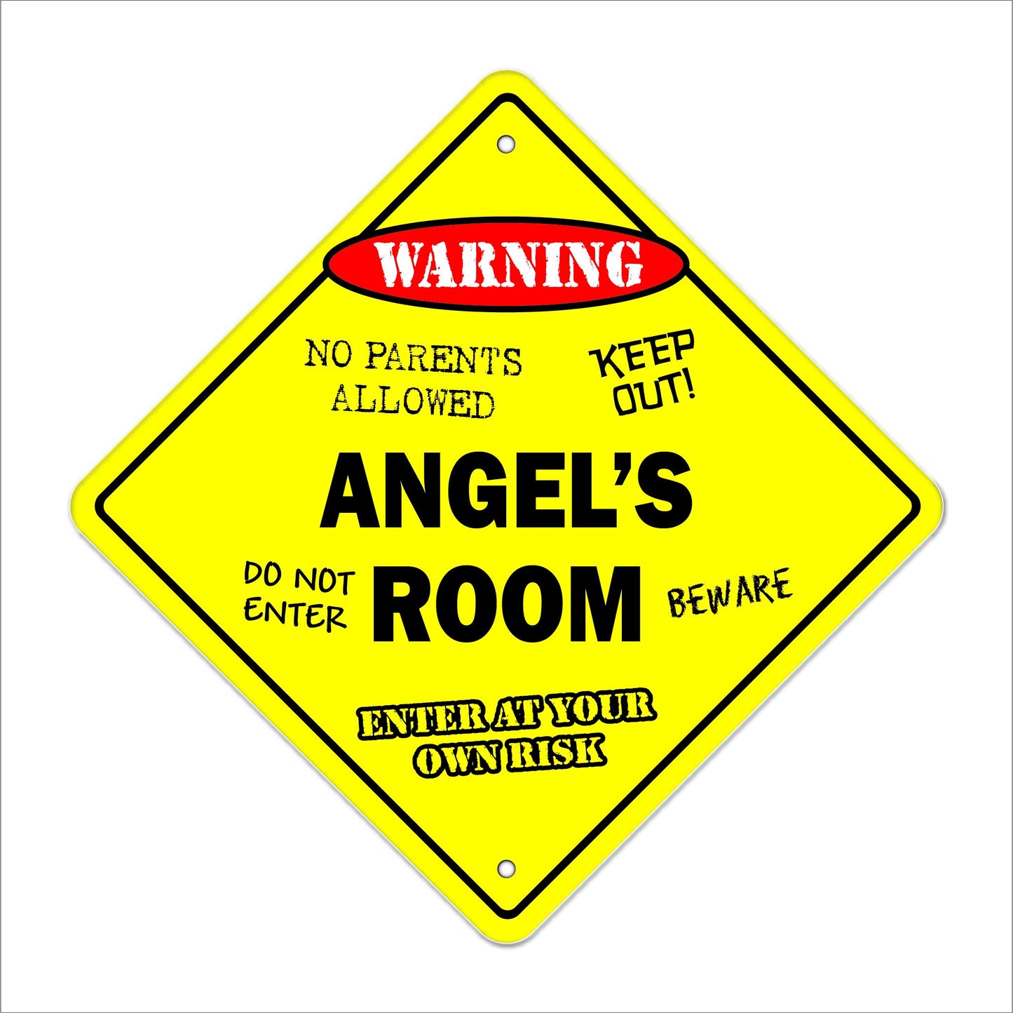Angel's Room Sign Crossing Zone Xing | Indoor/Outdoor | 12" Tall Kids Bedroom Decor Door Children's Name boy Girl
