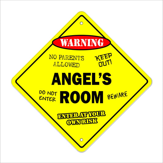 Angel's Room Sign Crossing Zone Xing | Indoor/Outdoor | 12" Tall Kids Bedroom Decor Door Children's Name boy Girl