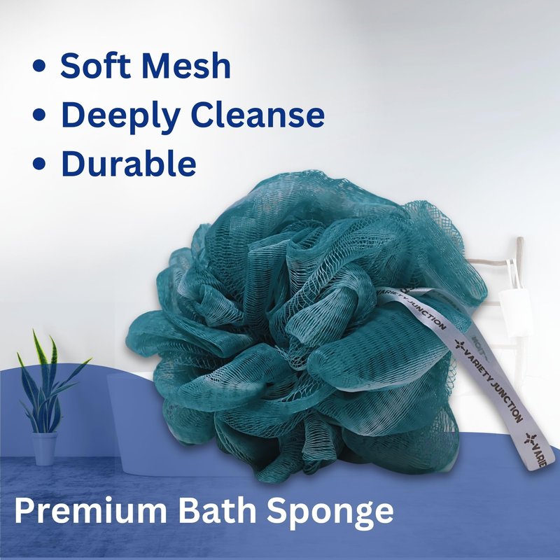 Dr. Teal's Melatonin Foaming Bath 34oz (Pack of 2) with Variety Junction Premium Bath & Shower Sponge - Sleep Inducing Bubble Bath, Clear