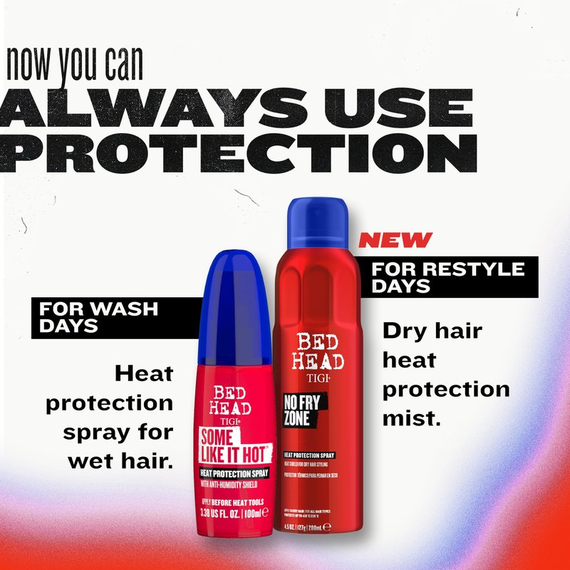 Bed Head by TIGI No Fry Zone Dry Heat Protectant Mist, 450°F Thermal Protection, 72-Hour Humidity Shield & Anti-Static Restyling Spray, 4.5 oz