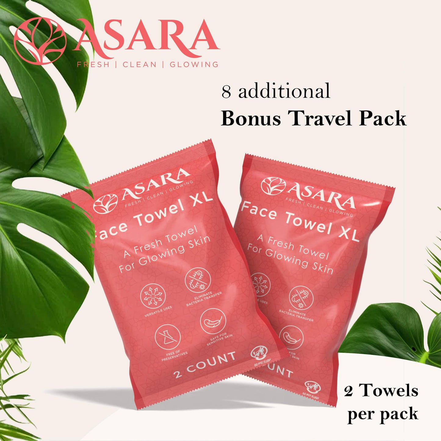 Clean Face Towels Disposable XL Facial Wipes | Add Water As a Makeup Remover | Sensitive Skin Face Towels | Organic Vegan Biodegradable - Clean Daily Towelettes | by Asara (200 Count)