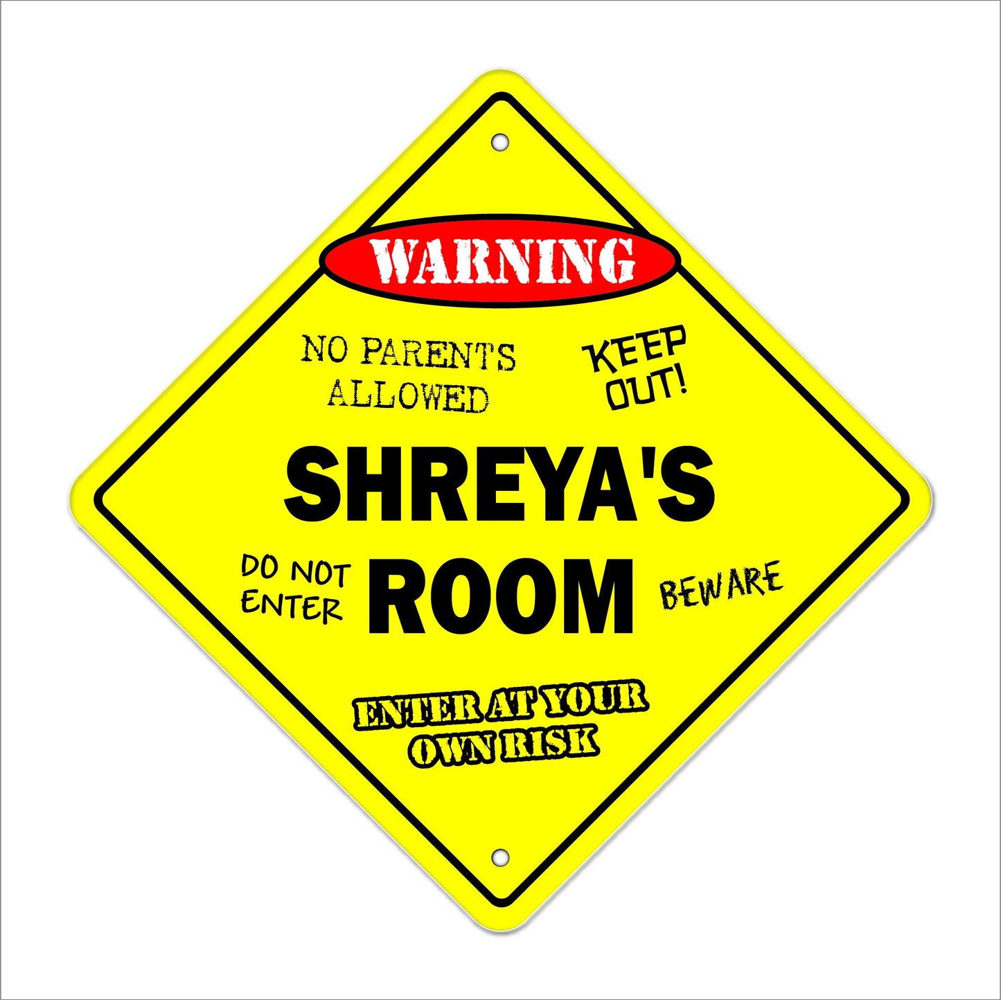 Shreya's Room Sign Crossing Zone Xing | Indoor/Outdoor | 12" Tall Kids Bedroom Decor Door Children's Name boy Girl