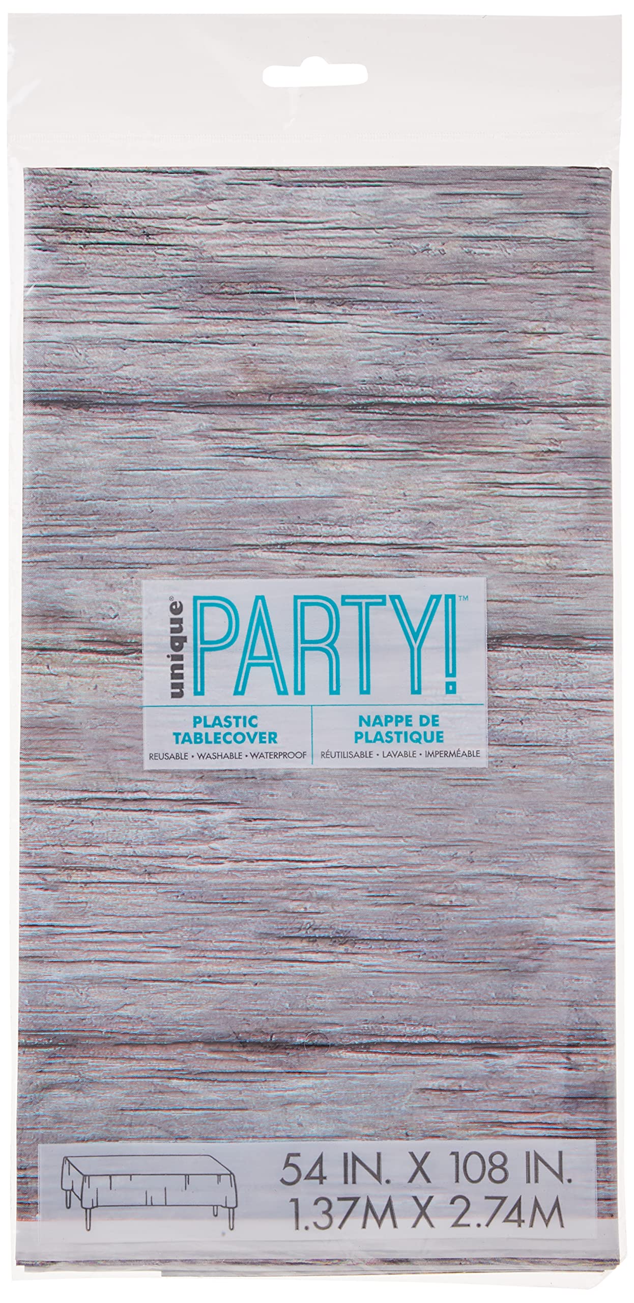 Gray Rustic Wood Rectangular Plastic Table Cover (54" x 108") 1 Count - Elegant Design & Premium Quality, Ideal For Parties, Events & Everyday Use