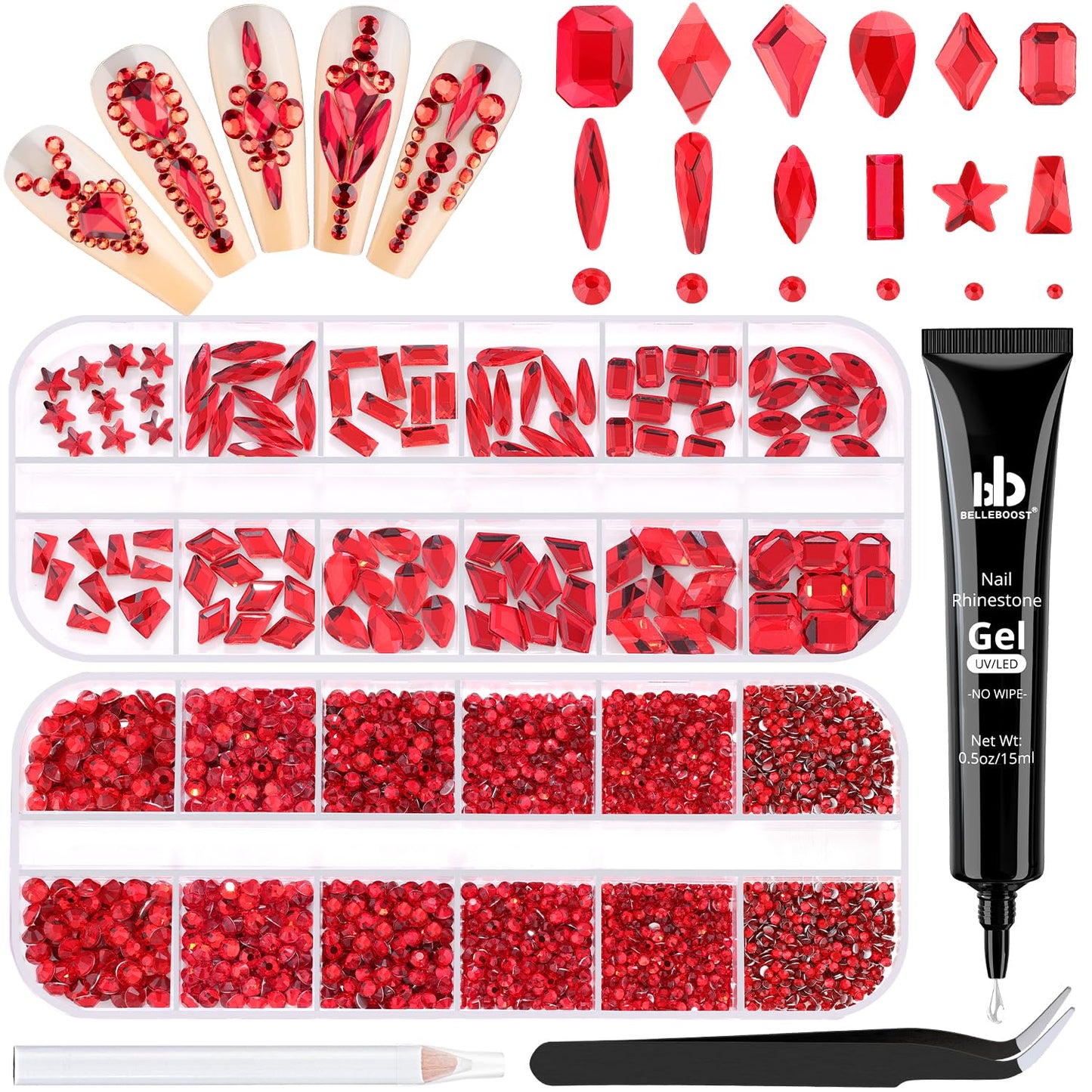 3220Pcs Champagne Gold Nail Rhinestones 120Pcs Multi Shapes Flatback Gems Charms Crystal+3100Pcs 1.5-4mm Round Beads, Glass Diamond Gemstones for Bedazzling Acrylic Nails Decoration