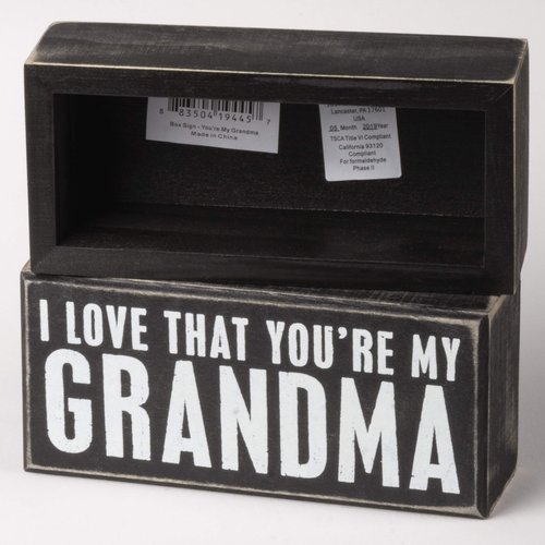 Primitives by Kathy 19445 Classic Box Sign, 5.5" x 2.5", My Grandma , White
