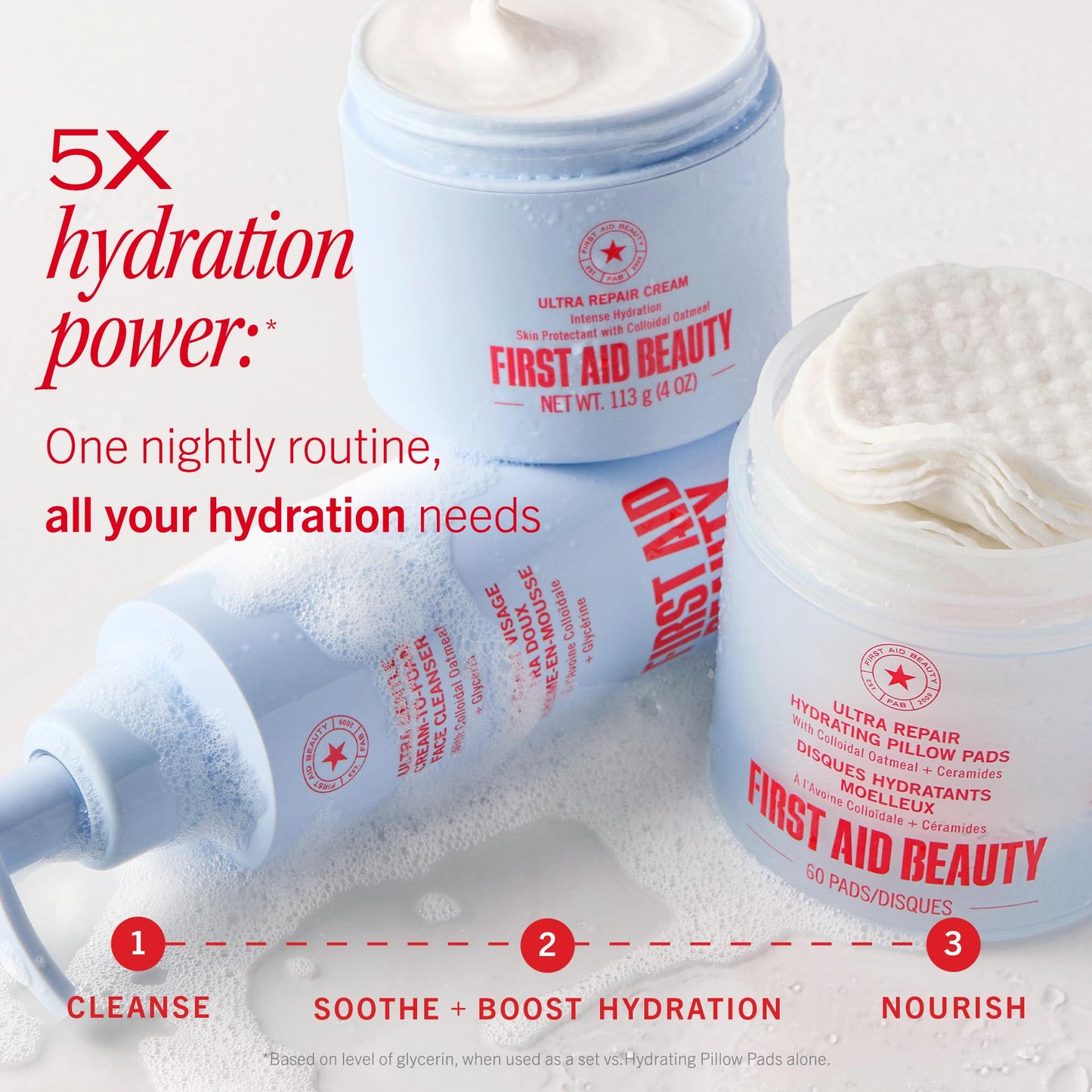First Aid Beauty Ultra Repair Hydrating Pillow Pads, 60 ct