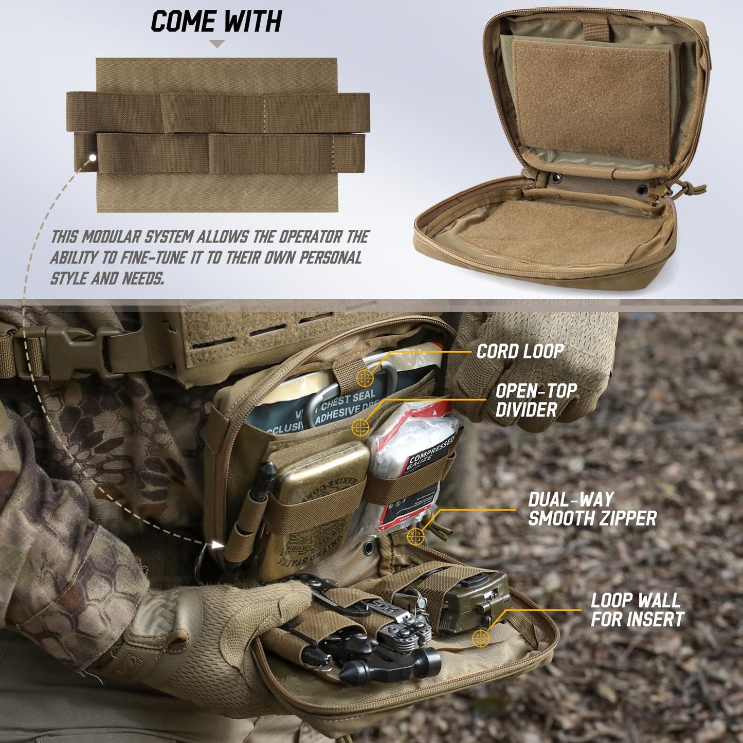 WYNEX Tactical Plate Carrier Drop Pouch Dangler Pouch for Molle Carrier Vest Chest Rig Accessories with Hook Loop Panel