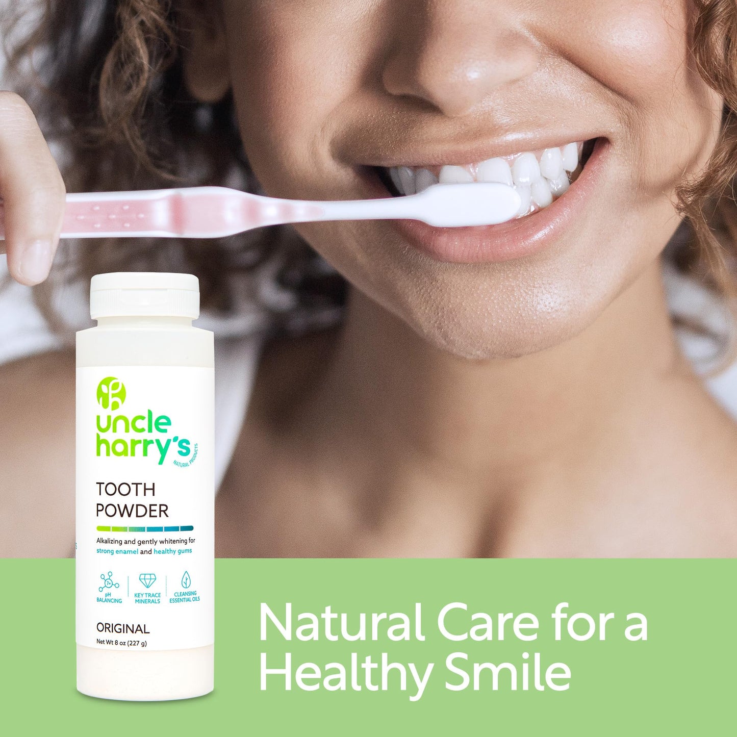 Uncle Harry's All Natural Tooth Powder | Alkalizing Remineralizing Enamel Support & Whitening Toothpaste for Sensitive Teeth | Powder Toothpaste for Gum Health & Fresh Breath (8 oz)