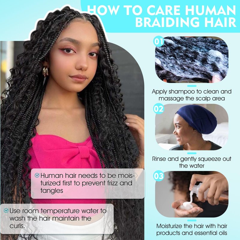 S-noilite Human Braiding Hair for Boho Braids 100% Unprocessed Brazilian Virgin Bulk Hair 2 Bundles/Pack 100 16 Inch Deep Wave Bundles Human Hair for Bohemian Knotless Braids No Weft #1B