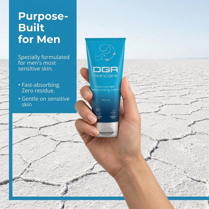 DGR Skincare Men's Intimate Moisturizer Cream, Soothes Dryness, Chafing & Irritation, Fast-Absorbing, Fragrance-Free, Zero Residue, Clinically Tested, Kakadu Plum & Vitamin E Infused, Australian Made