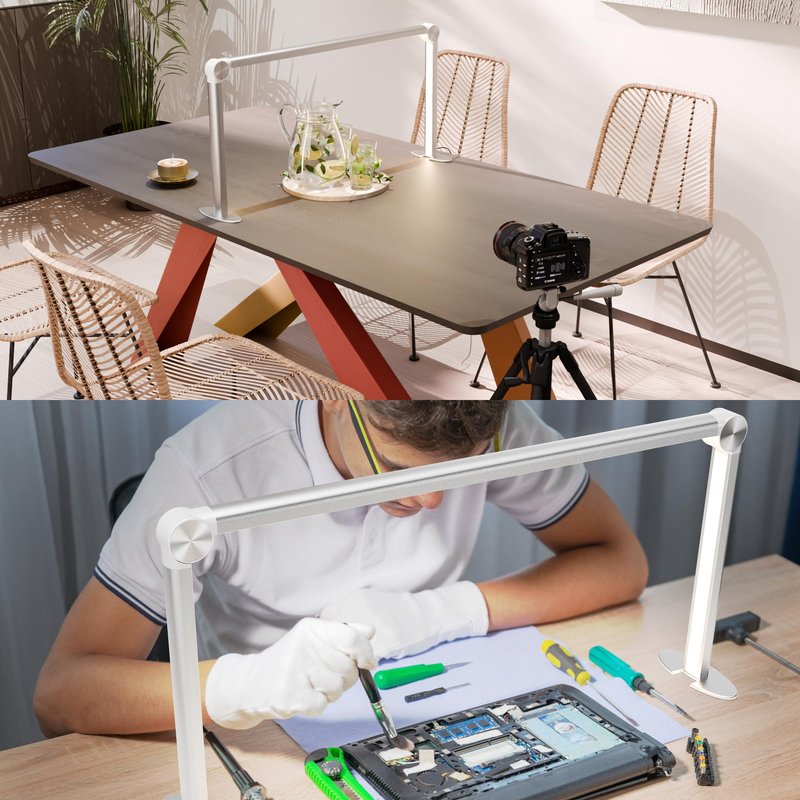 gelpal Nail Tech Lamp for Desk,30" 48W Professionals Led Light, Desk Lamp for Lash Eyelash Extension,Color Temperature 2700K-6000K, Full fold kunzl Makeup lamp,Salon&Home(Silver)
