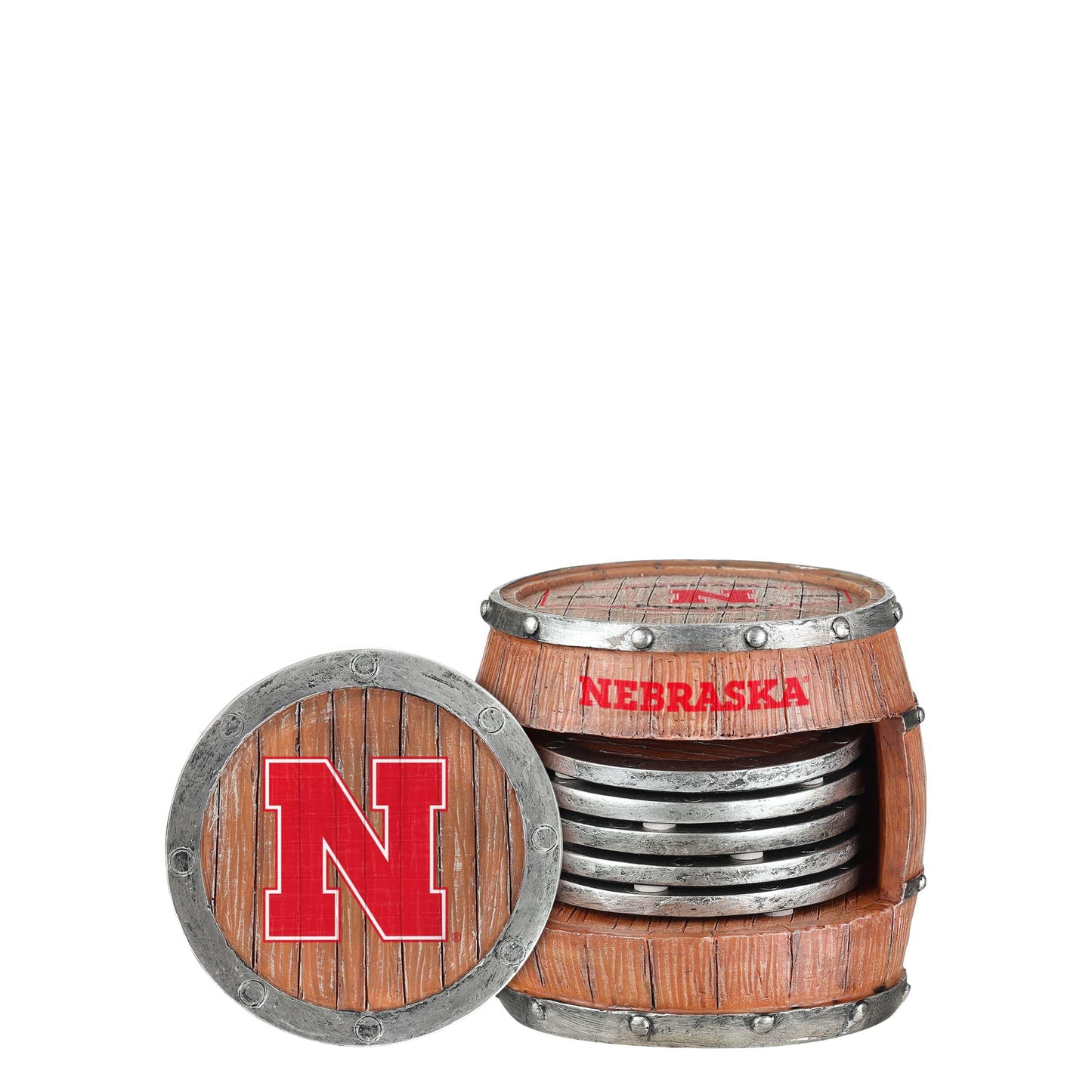 FOCO Nebraska Cornhuskers NCAA 5 Pack Barrel Coasters