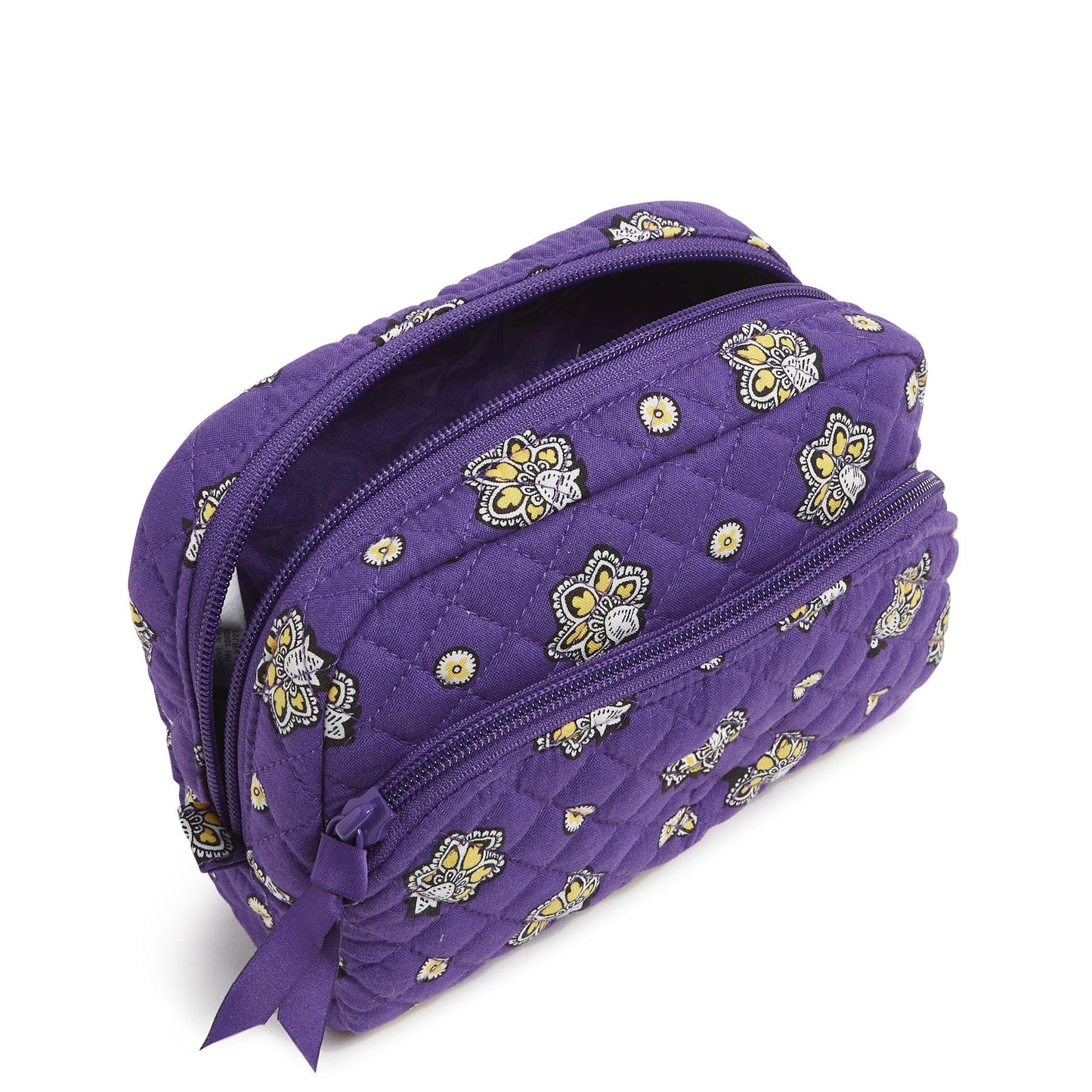 Premium Cotton Medium Cosmetic Makeup Bag, Purple and Gold Bandana Paisley, One Size