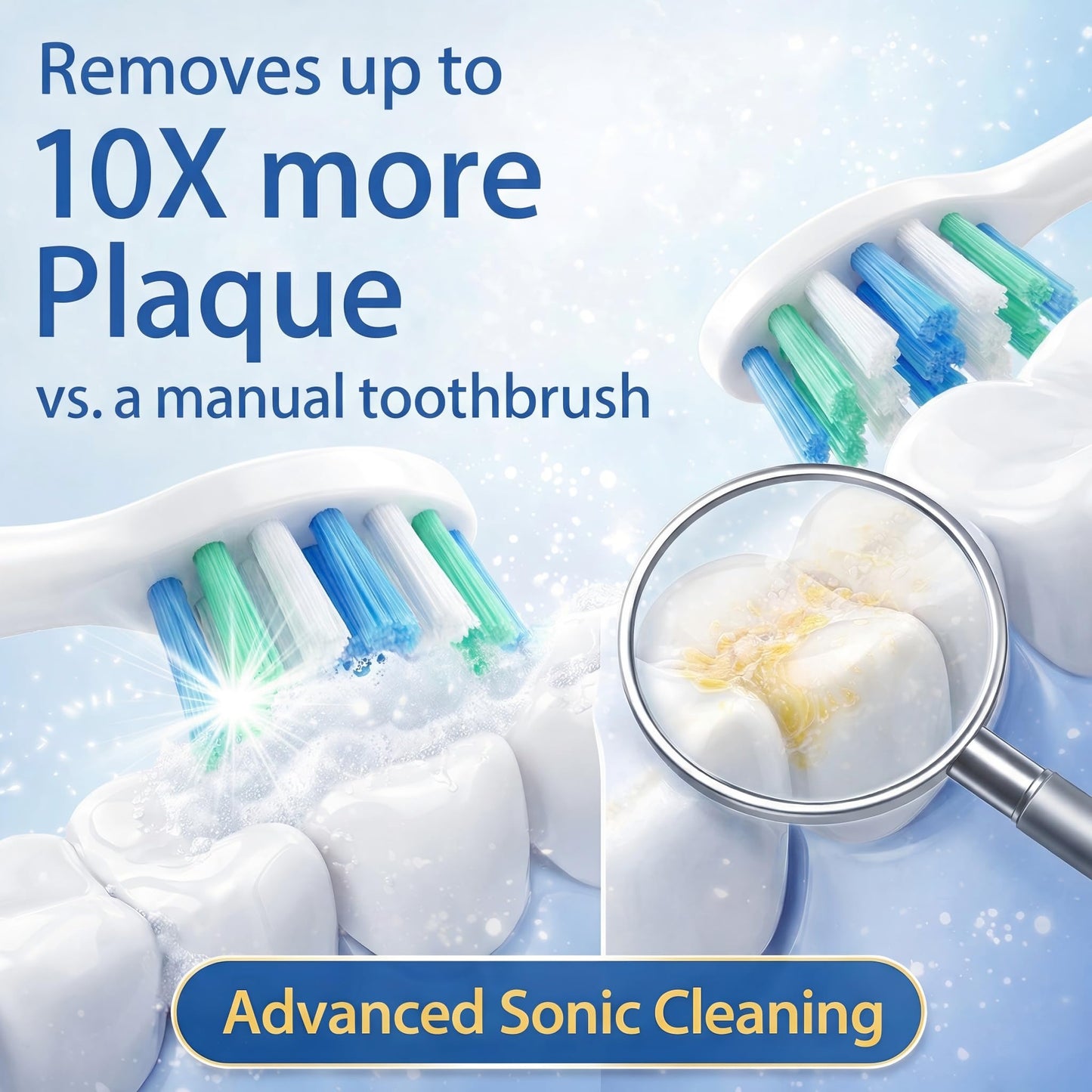 8 Pack Replacement Toothbrush Heads Compatible with Philips Sonicare, Dupont Bristle Electric Toothbrush Replacement Heads, High Density Refills for Plaque Control, White
