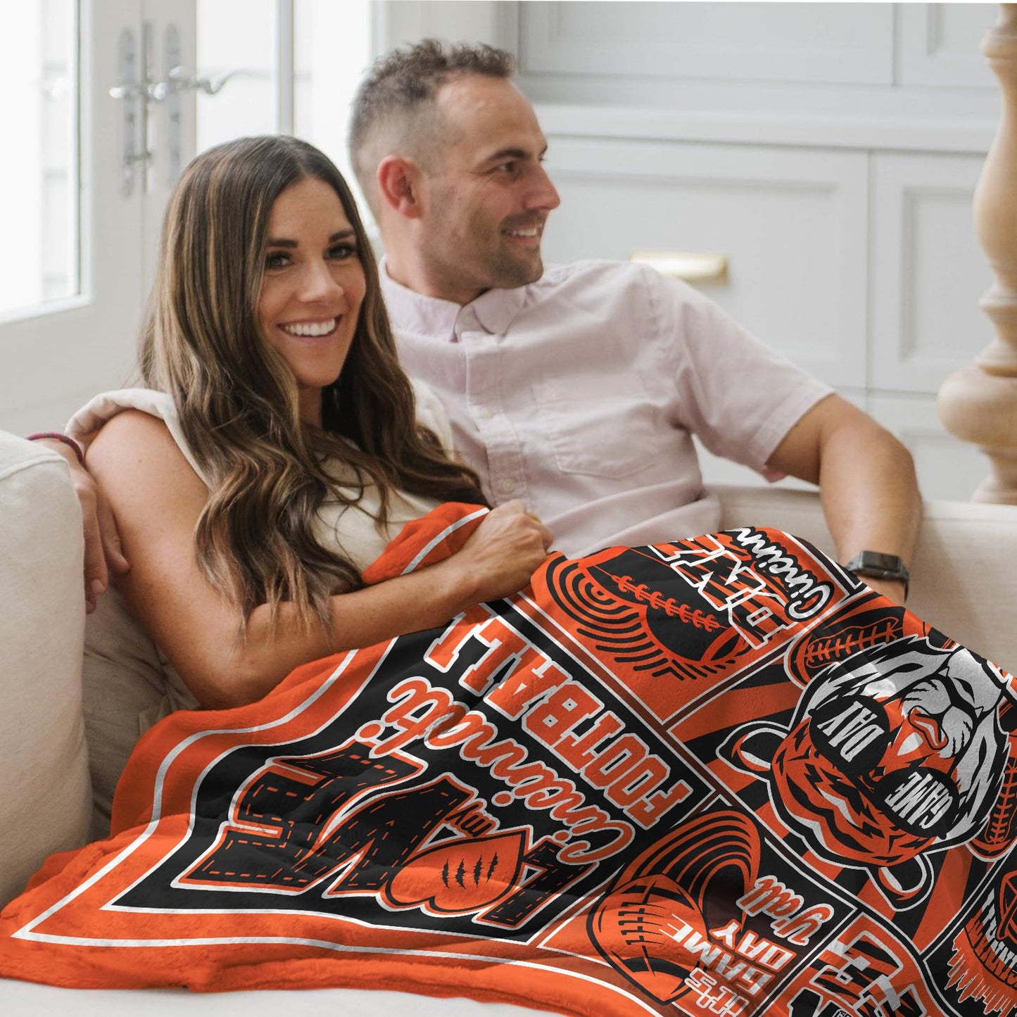 Sport Blanket Throws for Fans, Football Fans Merch, Gift for Football Lovers, Football Theme Blanket for Women Men All Seasons 60" X 50"