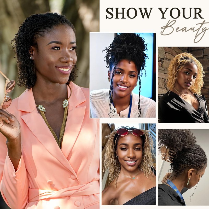 DAIXI Handmade Interlocking Sisterlocks Curly Tips 100% Real Human Hair Permanent Micro Locs Extensions Natural Looking Soft Dreadlocks Can Be Bleached and Dyed (1B - 0.2cm, 10 Inch 30 Strands)