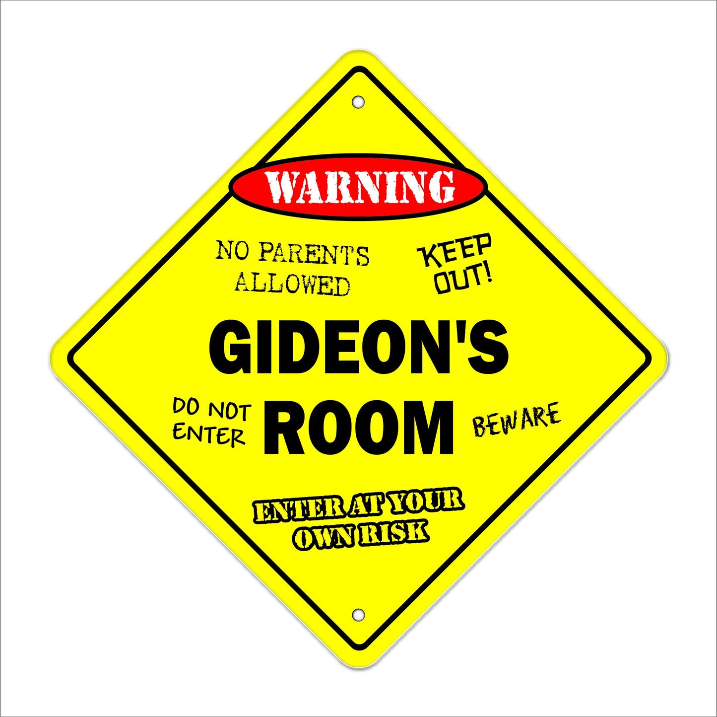 Gideon's Room Sign Crossing Zone Xing | Indoor/Outdoor | 12" Tall Kids Bedroom Decor Door Children's Name boy Girl