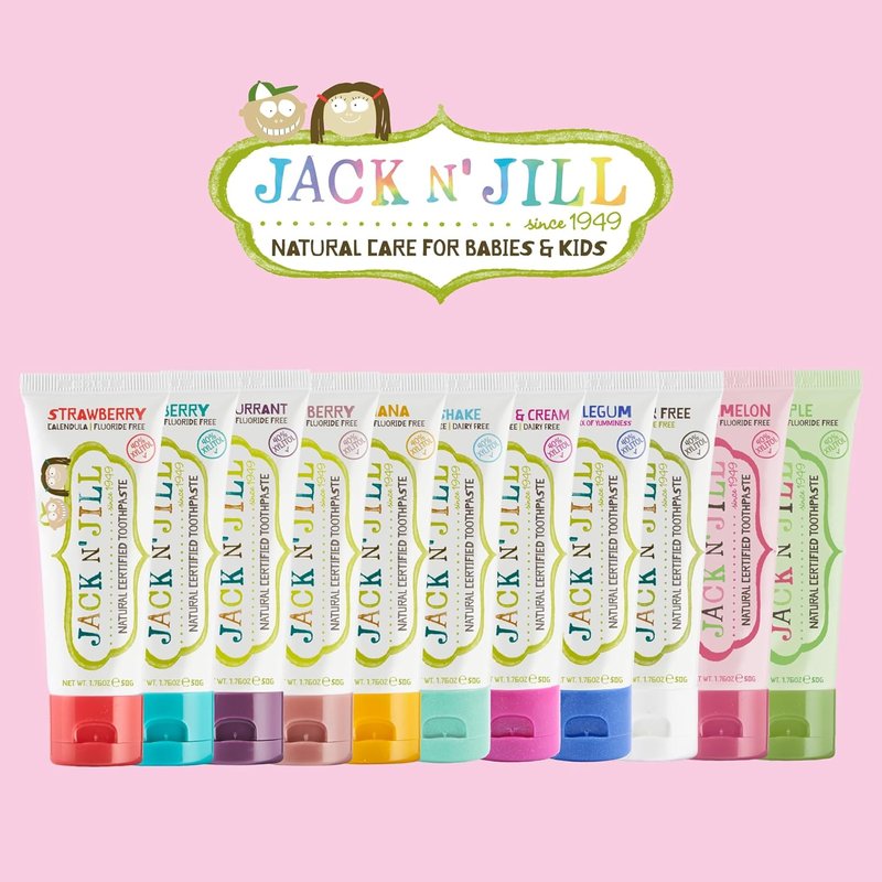Jack N' Jill Natural Kids Toothpaste - Fluoride-Free, Gentle Cleaning & Gum Soothing | Berries N' Cream, 1.76 oz (Pack of 6)
