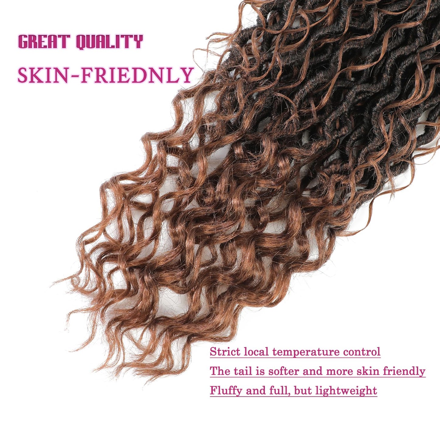8 Packs Goddess Faux Locs Crochet Hair for Black Women, Goddess Locs Crochet Hair, Boho Style Locs, River Hair with Curly Ends (18Inch, T30#, 8Packs)